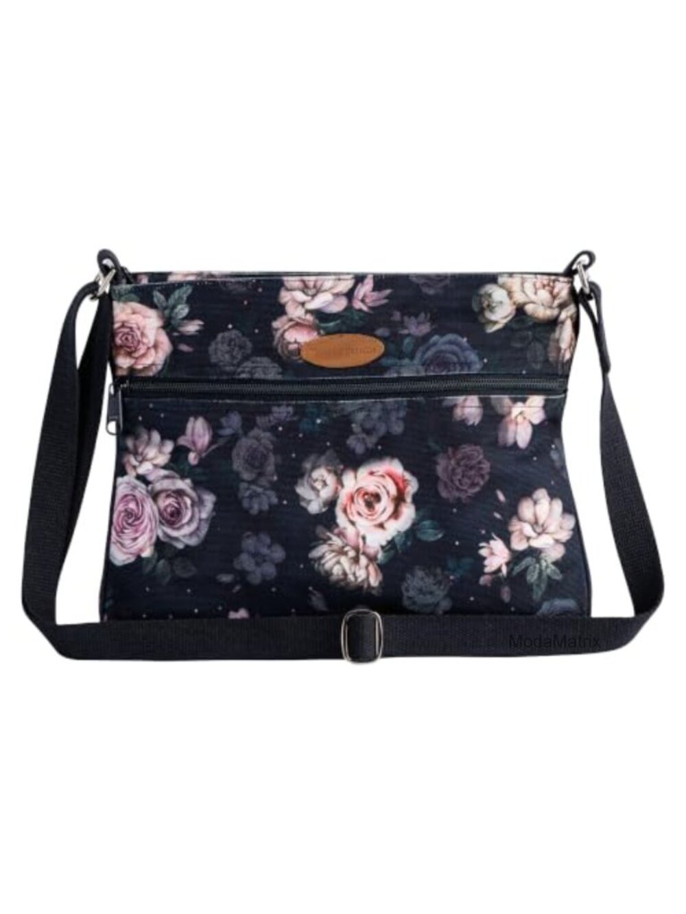 Cotton Canvas Crossbody Bag Floral Print Shoulder Bag